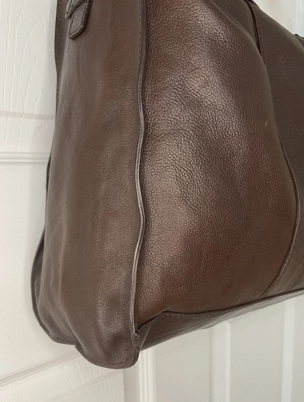 Barneys New York Dark Brown Leather Messenger Bag